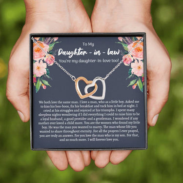 To My Daughter In Law Interlocking Hearts Necklace - Love You This Much